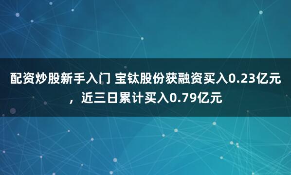 配资炒股新手入门 宝钛股份获融资买入0.23亿元，近三日累计买入0.79亿元
